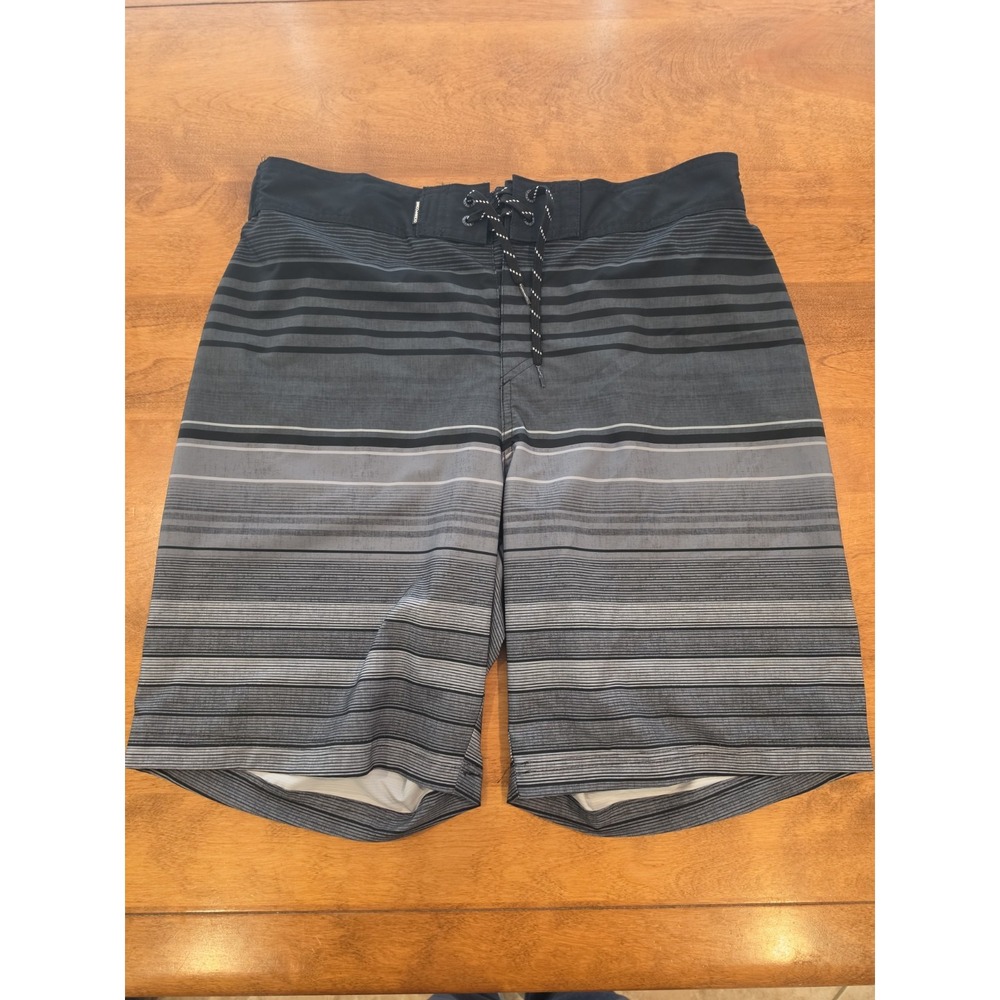 Ocean Coast Board Shorts Mens XL Black Adult Striped Drawstring